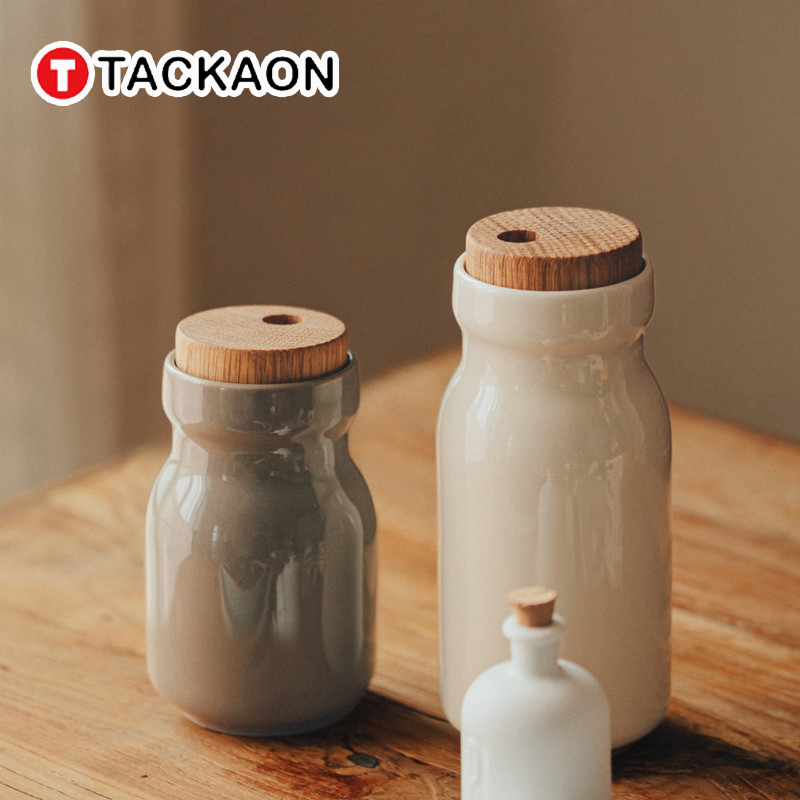韩国进口tackaon陶瓷调料瓶防潮厨房调料罐家用旋转撒粉调料瓶罐