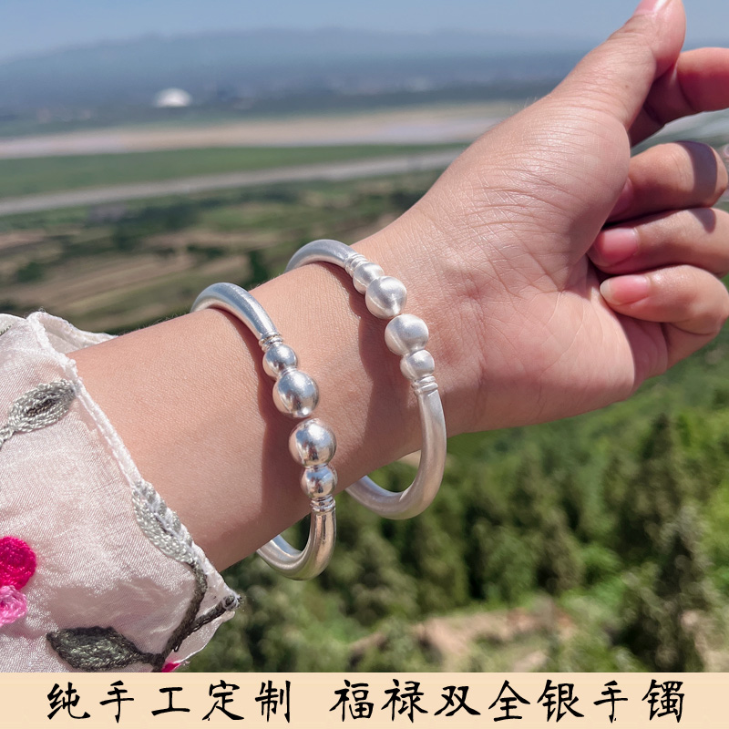 民族风女999足银实心葫芦头