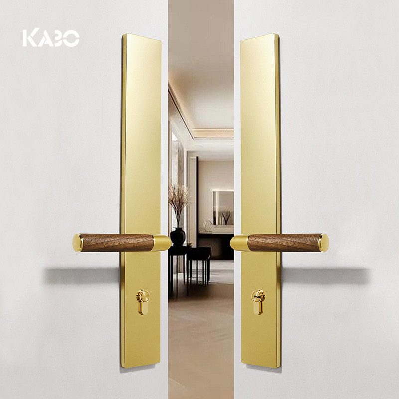 德国KABO双开门室内门锁金色对开门卧室简约轻奢子母门入户大门锁
