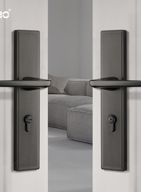 德国KABO门锁双开门大门锁对开门锁 黑色简约子母门入户 大号门锁