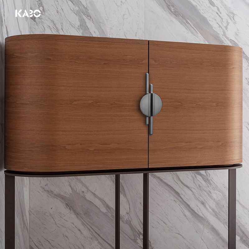 德国KABO简约灰色拉手橱柜抽屉衣柜门把手现代半圆形双开柜门拉手