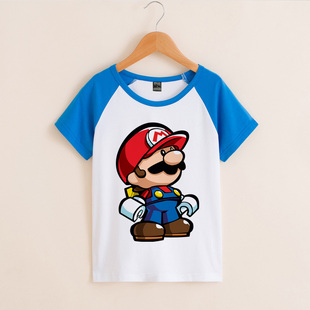 男宝宝园服童装短袖衣服印花T恤班服超級瑪利歐兄弟岁游戏马里奥