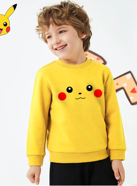 黄色皮卡丘卫衣不一样的童装男童春秋宝可梦衣服中小童趣味潮外套