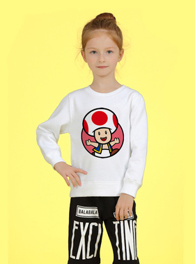 女孩儿童马里奥不一样周边初冬卫衣童装个性班服白色奇诺比奥衣服
