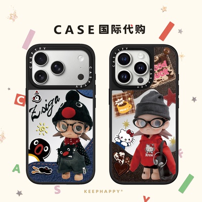 牛仔纹嘎姐zsiga企鹅适用iphone17手机壳16promax苹果15pro镜面MagSafe磁吸14plus卡通13可爱Air保护套12