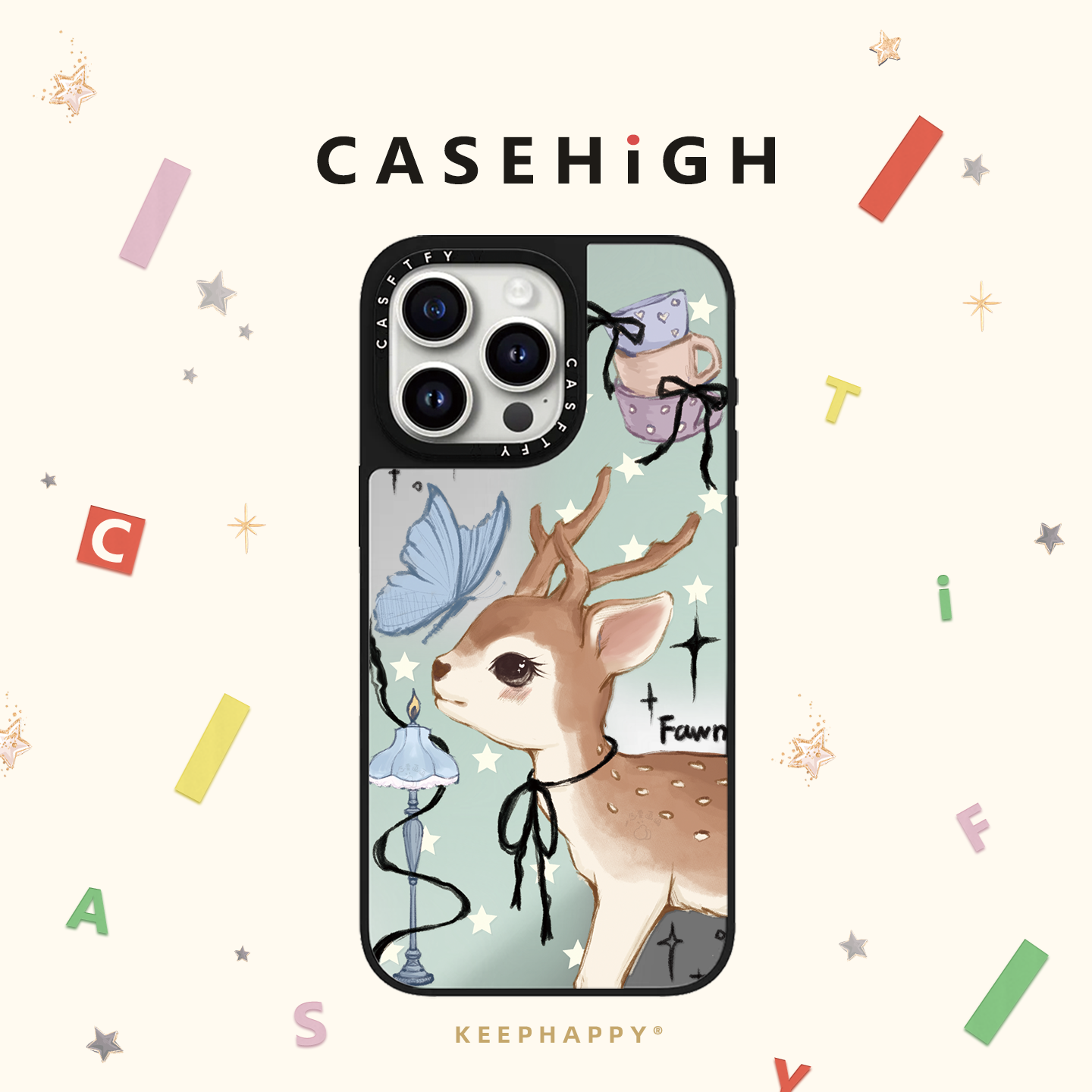 CASETi联名蝴蝶结梅花小鹿适用iphone16pro手机壳15promax苹果14plus磁吸MagSafe镜面13日韩卡通12可爱少女