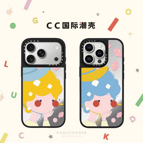 简约画像花朵女孩适用iphone17手机壳18promax苹果16pro磁吸MagSafe镜面15plus日韩ins卡通14可爱13闺蜜12女