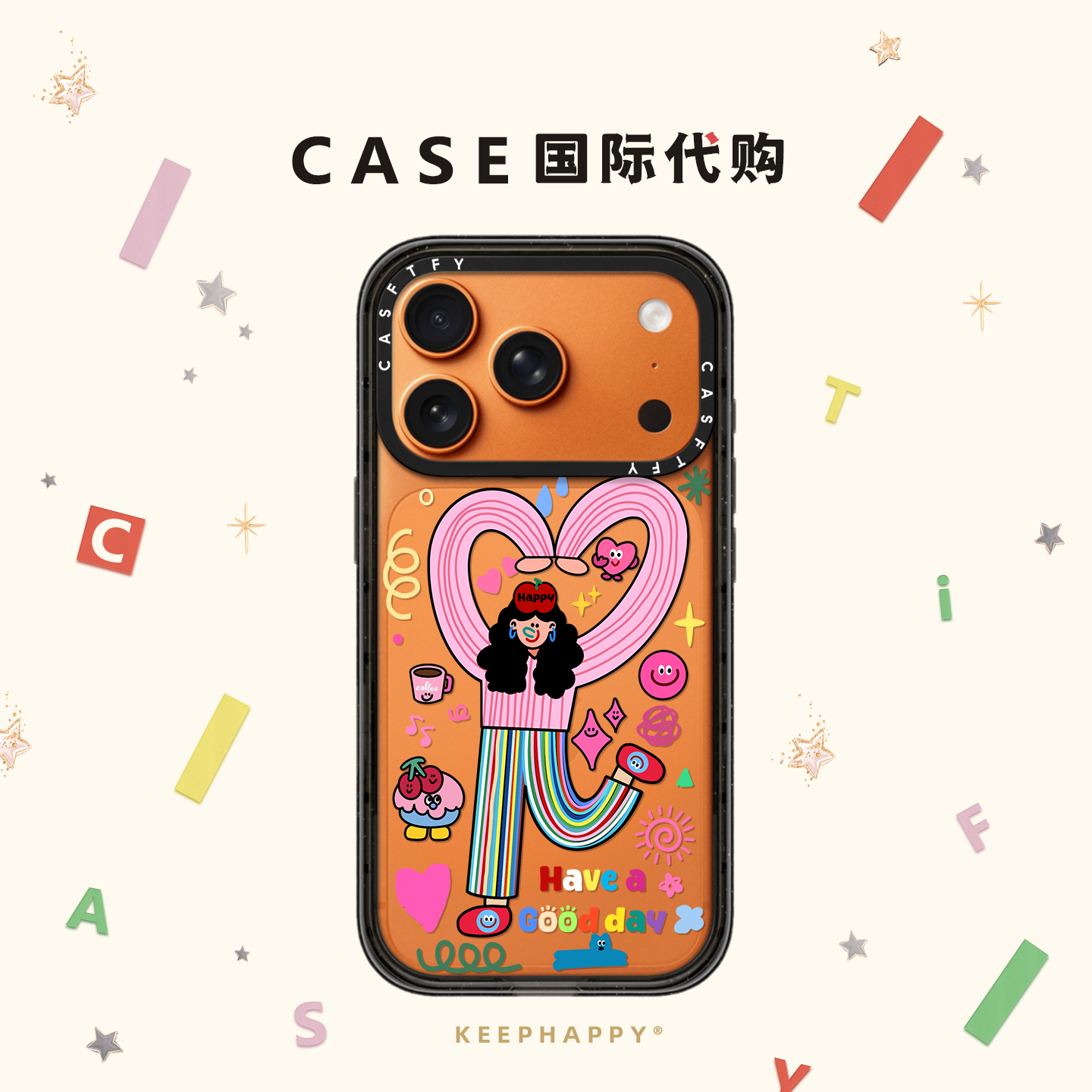 CASE比心奇妙世界女孩适用iphone17手机壳16promax苹果15pro磁吸MagSafe透明14plus韩风插画13时尚Air小众12