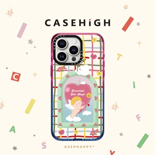 CASETi彩色线条格子爱心丘比特适用苹果16promax手机壳iphone15磁吸MagSafe镜面14pro日韩ins卡通13少女12C家