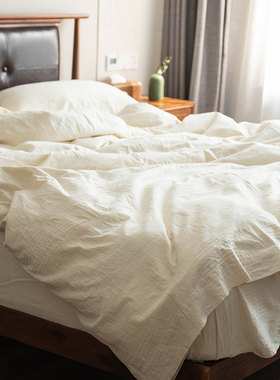 出口日本 纯棉A类白色四件套天然原棉不染色全棉民宿被套床上用品