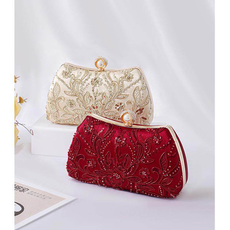 旗袍包包新中式珠绣手提包结婚小包新娘喜妈妈婚宴手包晚宴手拎包