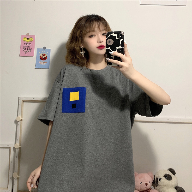 Real shot cotton short sleeve T-shirt women's new Korean summer loose and thin round top