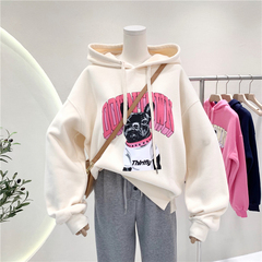 Guantu Weiyi women's spring and autumn thin new fashion Korean letter hooded top large women's clothing