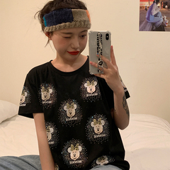 Video of cotton heavy industry hot drilling short sleeve T-shirt