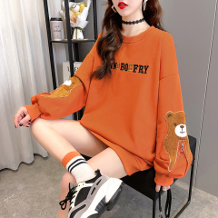 Real photo of women's bodyguards spring and autumn thin embroidery Long Sleeve T-Shirt Top Large women's dress