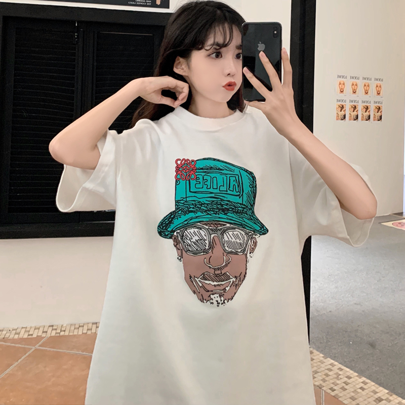 Real shot short sleeve T-shirt printed cartoon