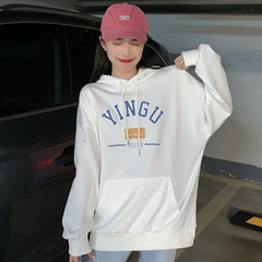 Real shot hooded sweater with loose sleeves