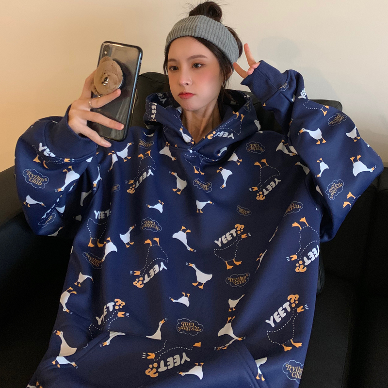 Real print hooded sweater for women in spring and Autumn