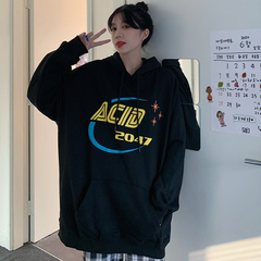 Real print hooded sweater for women in spring and Autumn