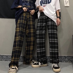 Cotton polyester real shot black and white plaid pants for children