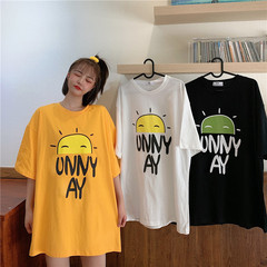 Real shot short sleeve t-shirt female super hot net red loose Korean Students