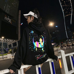 Korean reflective printing long sleeve coat