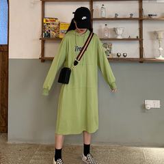 Real shot fish scale five color long dress loose hooded women's knee length skirt