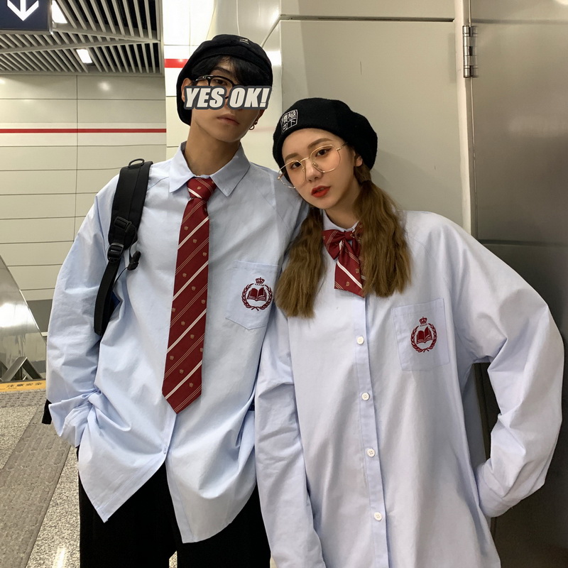 Couple Dress college wind white shirt student Japanese school uniform graduation class coat