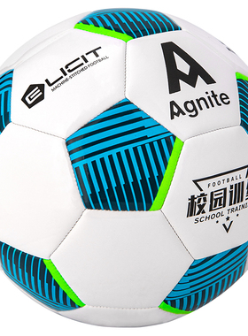 安格耐特F1240_5号PVC机缝足球白色+蓝色成人比赛训练用球耐磨
