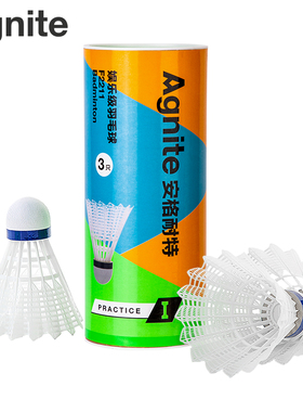 安格耐特F2211尼龙羽毛球台纤球头耐打性强白色3个/筒