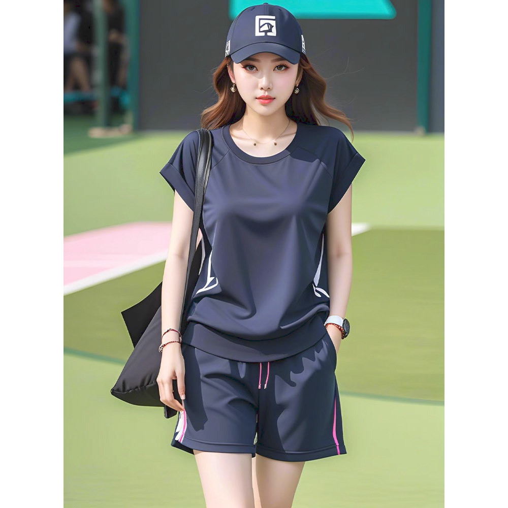 夏季减龄跑步短袖套装裤女