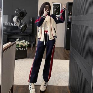 秋装搭配一整套时尚洋气网红休闲运动棒球服卫衣阔腿裤两件套装女