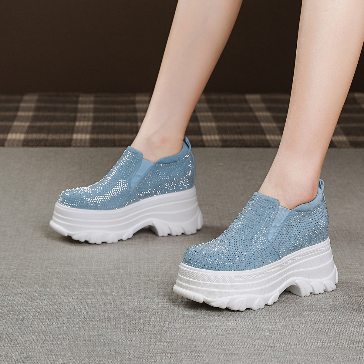 10cm松糕粗跟高跟厚底内增高女鞋