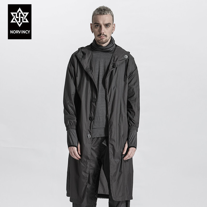 诺凡希 运动休闲外套男秋季新款潮排扣休闲时尚出行薄款百搭风衣
