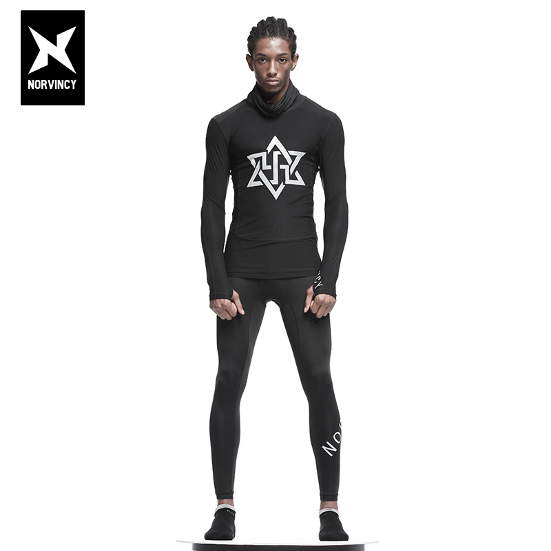 篮球运动打底紧身高领秋衣