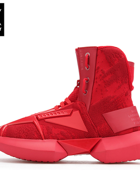 诺凡希春冬新款马丁靴男高帮青春潮流时尚红色帅气过年大红喜庆鞋