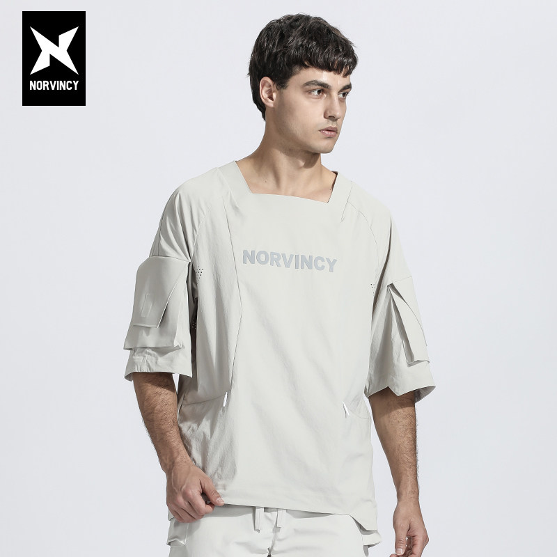 诺凡希短袖男五分袖多口袋设计潮牌ins休闲百搭T恤夏季新款T恤