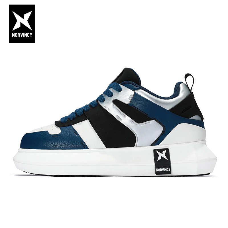 诺凡希春秋拼色潮牌空军板鞋男女同款百搭学院风厚底面包增高鞋子
