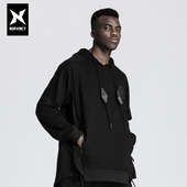 诺凡希 宽松ins潮流拼接设计双拉链口袋长袖 新款 连帽卫衣男女同款