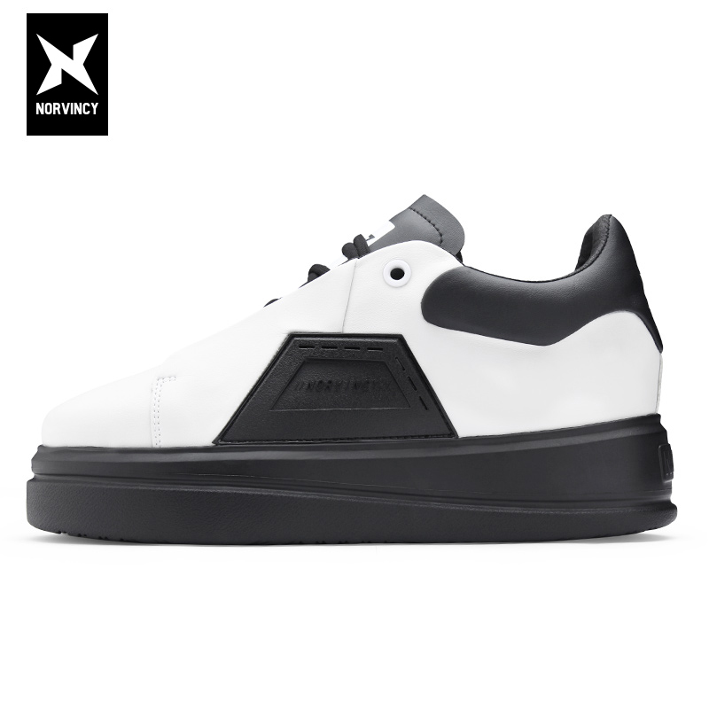 诺凡希板鞋潮流弹力拼色皮革简约