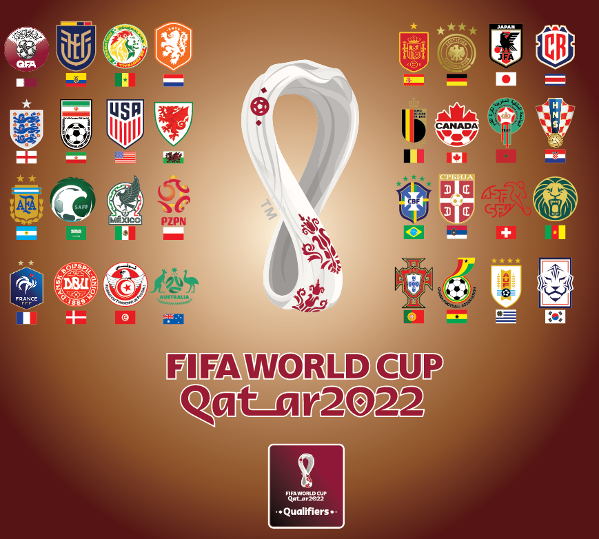 2022年卡塔尔世界杯参赛队队徽标志国旗烫印diy个性订制
