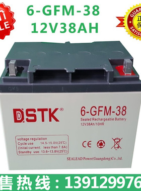 DSTK 6-GFM-38 12V38AH 免维护铅酸阀控蓄电池NP38-12 UPS蓄电池
