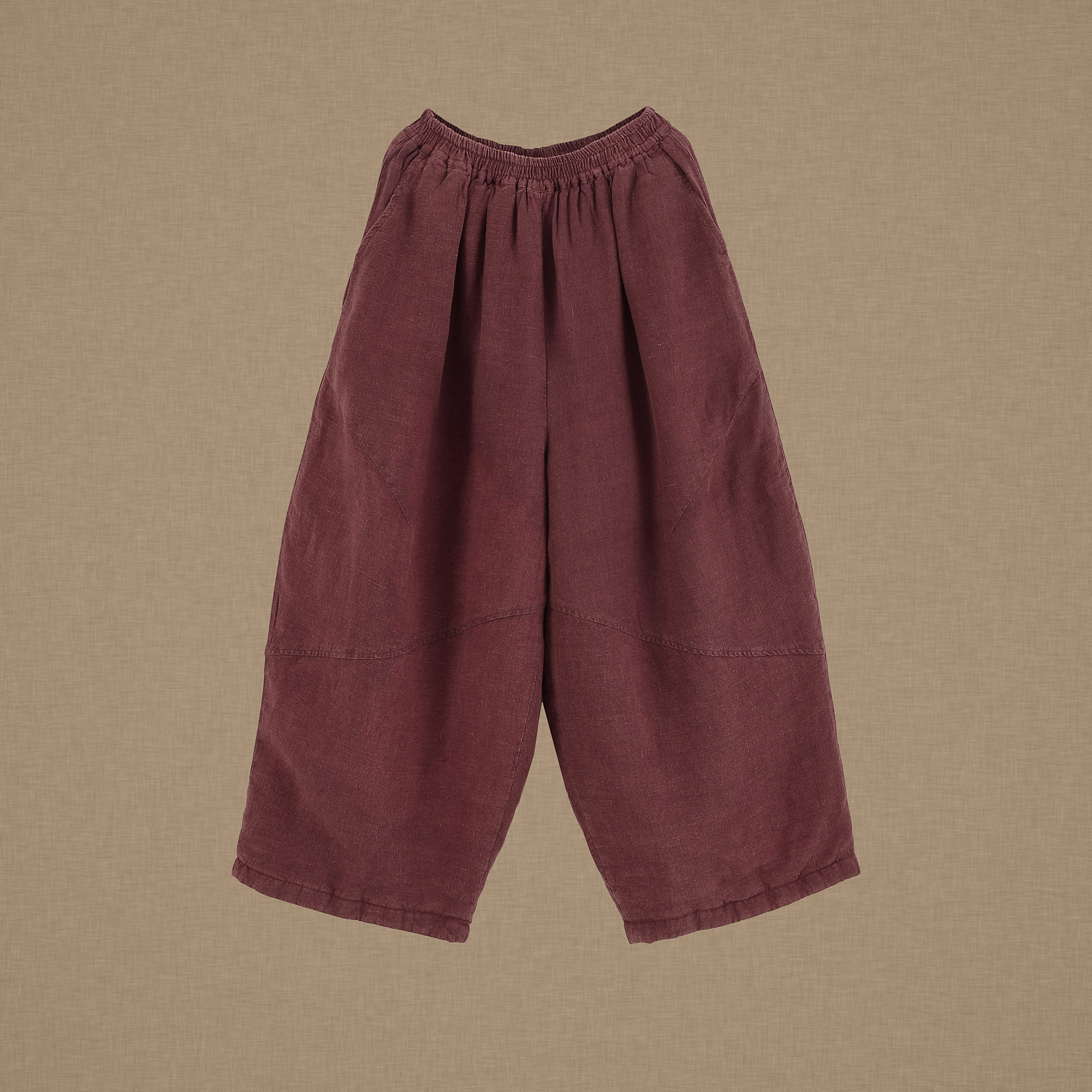 【以之】设计师品牌原创炒色复古亚麻棉裤加厚设计感松紧腰裤子女