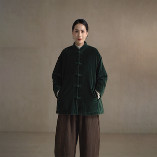 【以之】设计师原创宽松保暖丝绒棉花里衬复古新中式棉服外套冬女