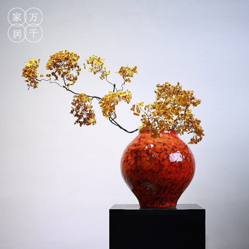 新中式陶瓷花瓶绣球干花水培两用客厅玄关民宿红色家居摆件装饰品,家居饰品,花瓶,淘宝优惠券,粉丝福利购,淘宝优惠卷
