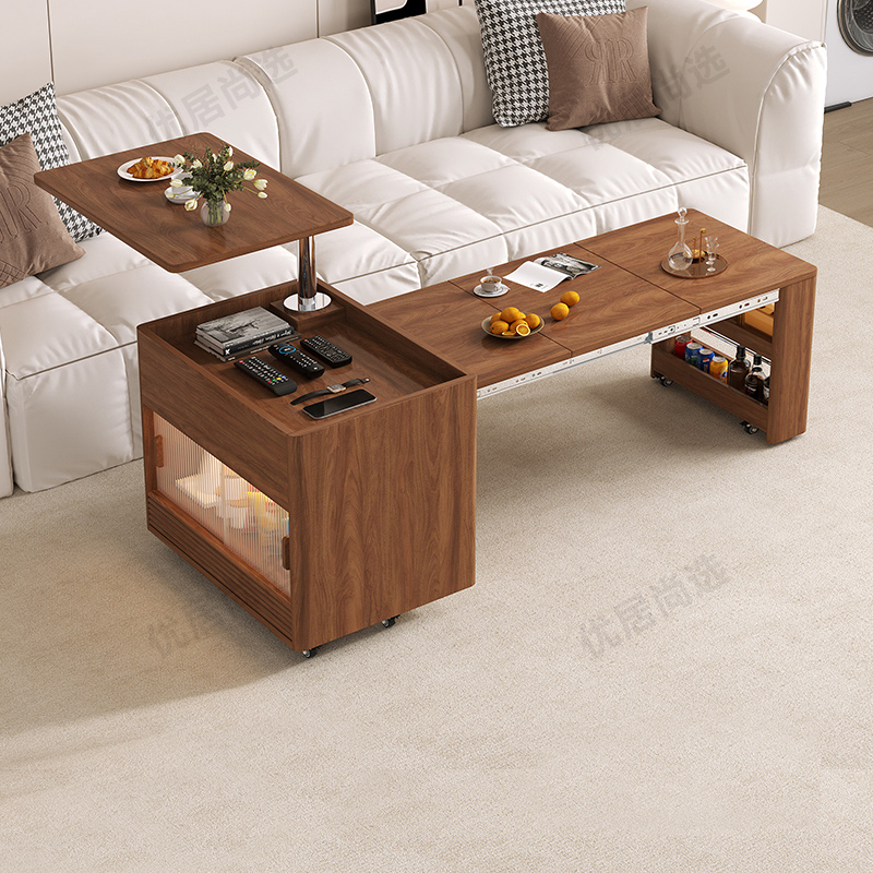 可移动茶几带轮伸缩折叠沙发边几