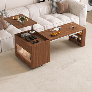 茶几家用小户型带轮可移动储物柜多功能升降伸缩折叠客厅沙发边柜