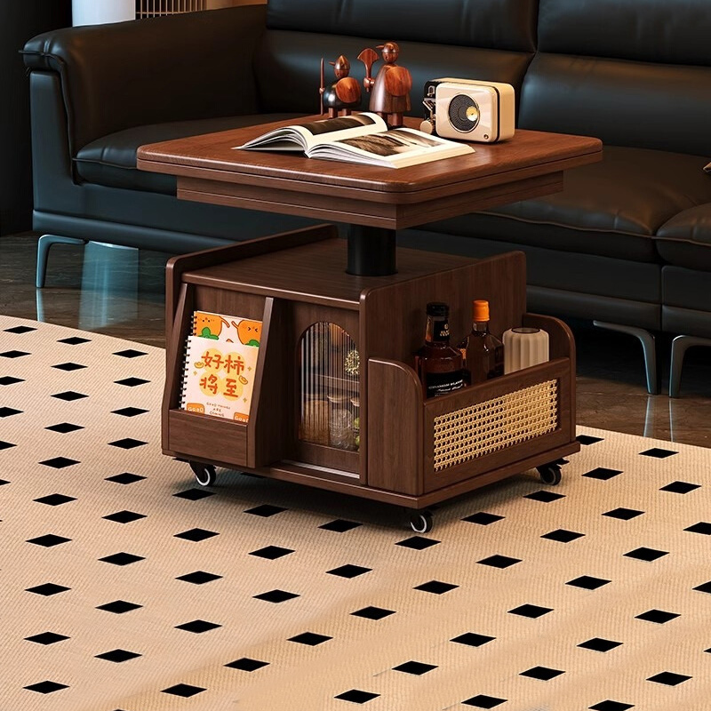 实木折叠升降可移动推车沙发边几