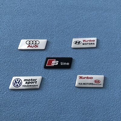 适用奥迪Sline大众现代起亚汽车内饰贴标 方向盘装饰贴车身贴铝标