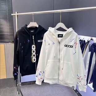 春秋季新款GOOD刺绣泼墨外套男女同款轻奢夹克拉链男女同款卫衣潮